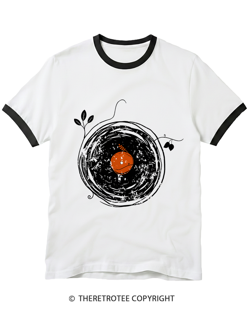 TheRetroTee Enchanting Viny l Records 1970s Ringer T-shirt