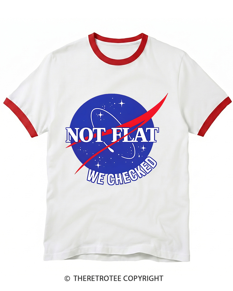 TheRetroTee Not Flat We Checked Ringer T-shirt