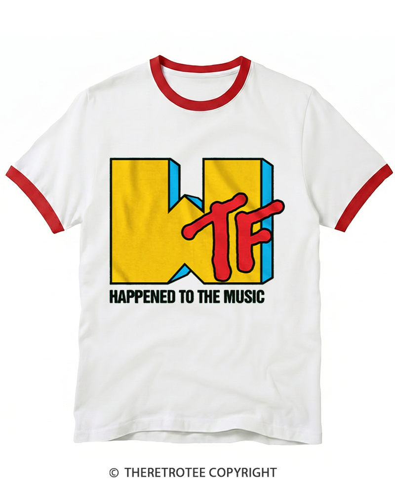 TheRetroTee WTF Happened To Music 1980s Ringer T-shirt