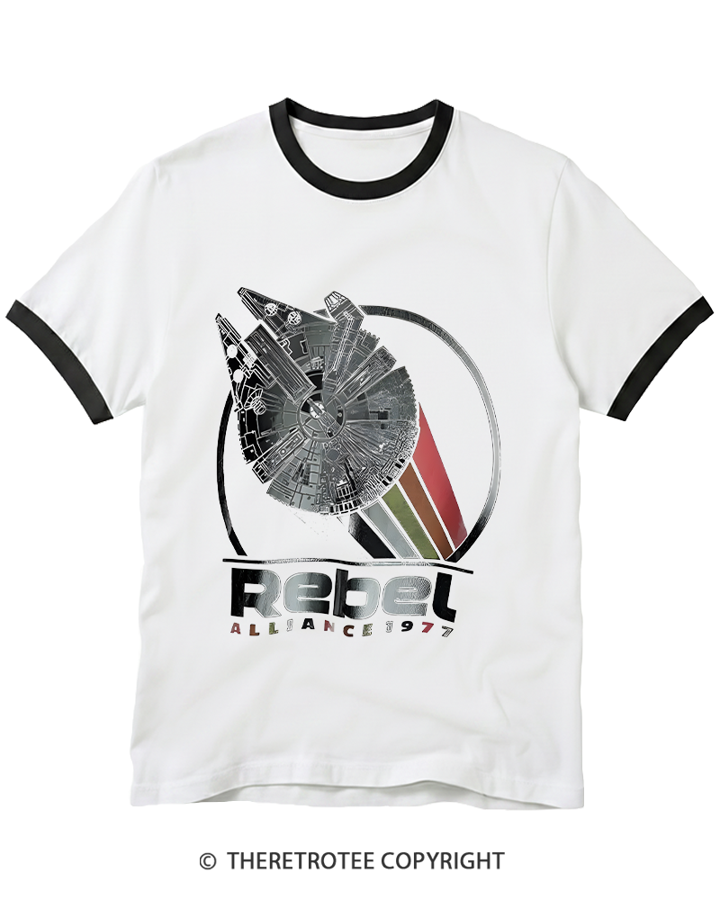 TheRetroTee 1977 Sci-Fi Spacecraft Inspired 1970s Ringer T-shirt