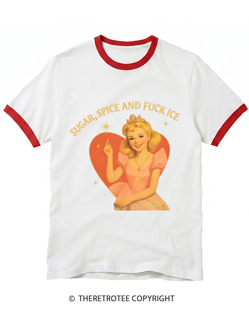 TheRetroTee Sugar Spice and Fck ICE Ringer T-shirt