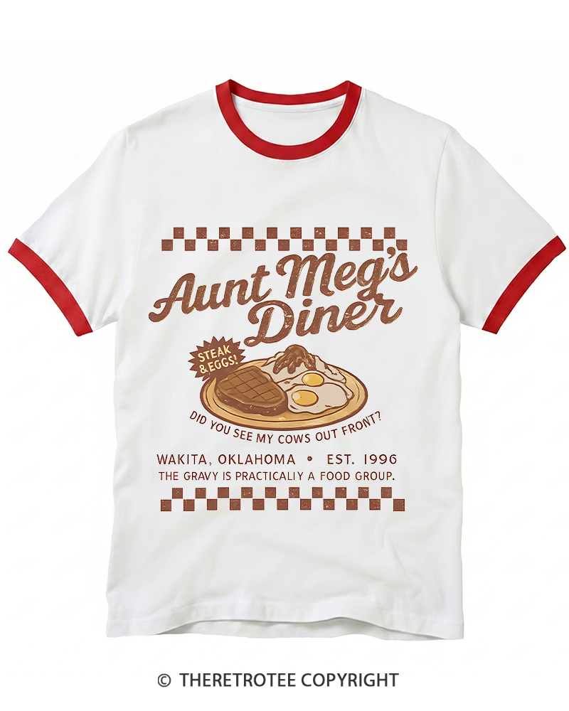 TheRetroTee Aunt Meg's Diner 1990s Ringer T-shirt