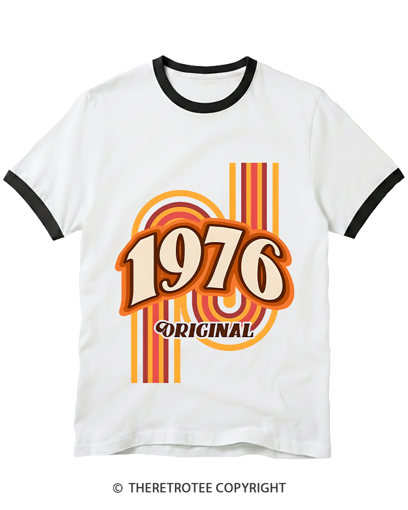 TheRetroTee 1976 Original Classic Nostalgia Graphic Ringer T-shirt