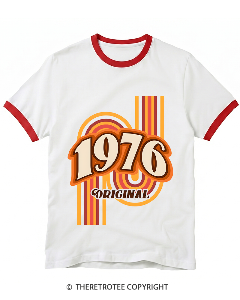 TheRetroTee 1976 Original Classic Nostalgia Graphic Ringer T-shirt