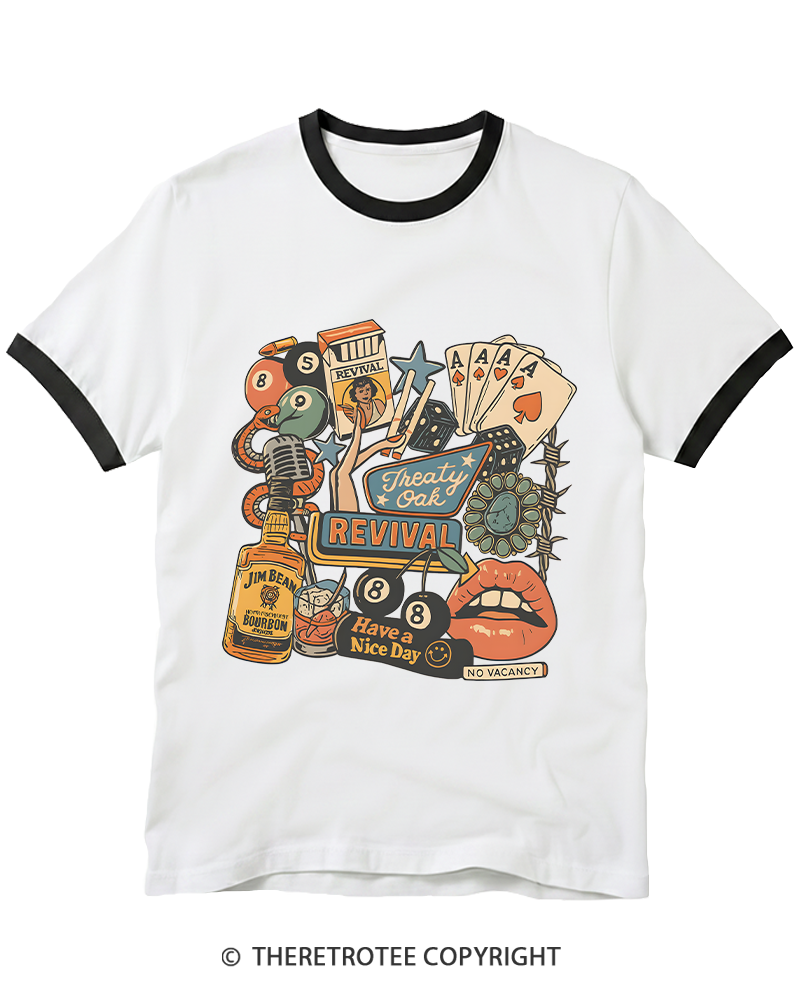 TheRetroTee Treaty Oak Revival 1950s Ringer T-shirt