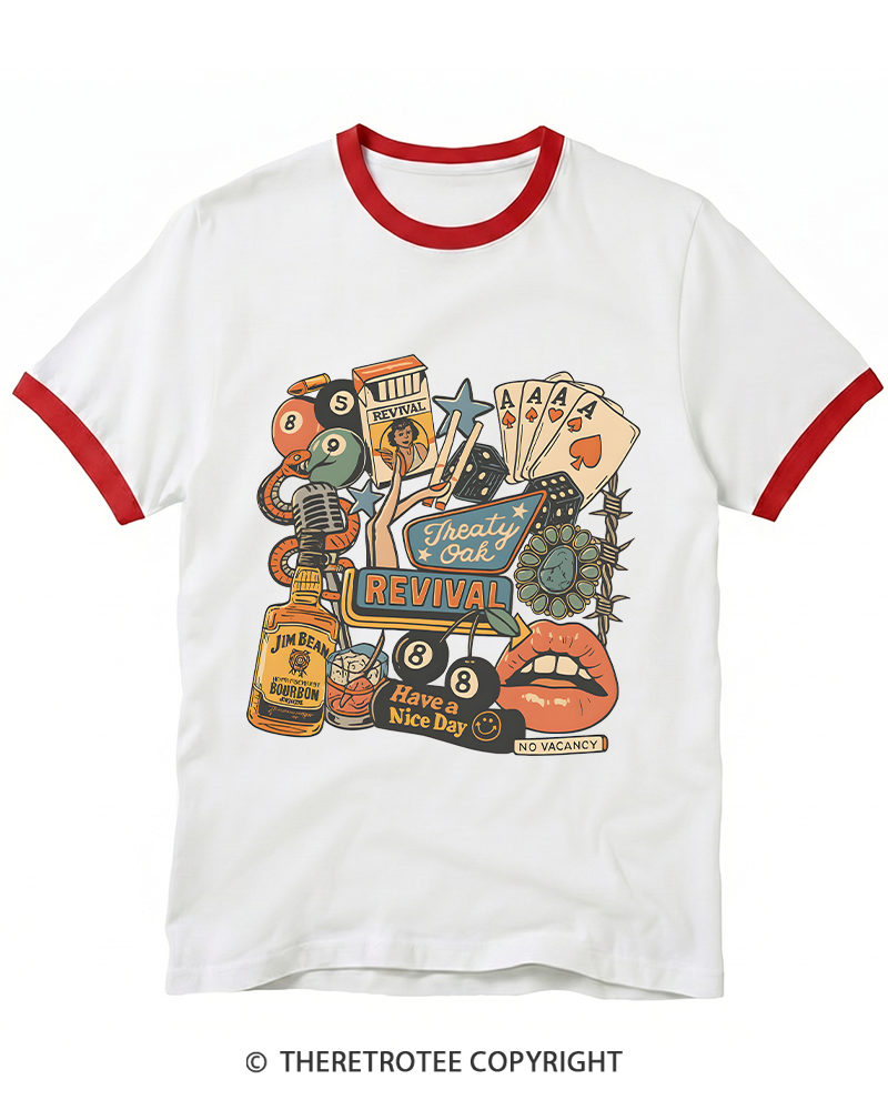 TheRetroTee Treaty Oak Revival 1950s Ringer T-shirt