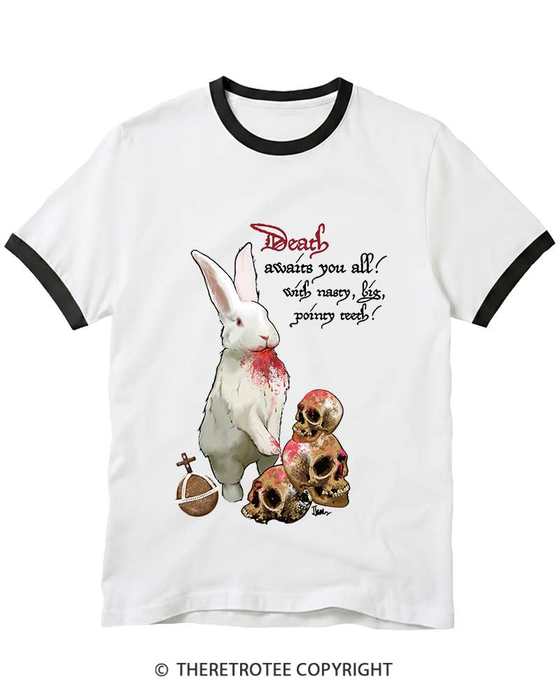 TheRetroTee Killer Rabbit of Caerbannog 1970s Ringer T-shirt