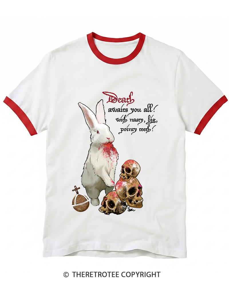 TheRetroTee Killer Rabbit of Caerbannog 1970s Ringer T-shirt