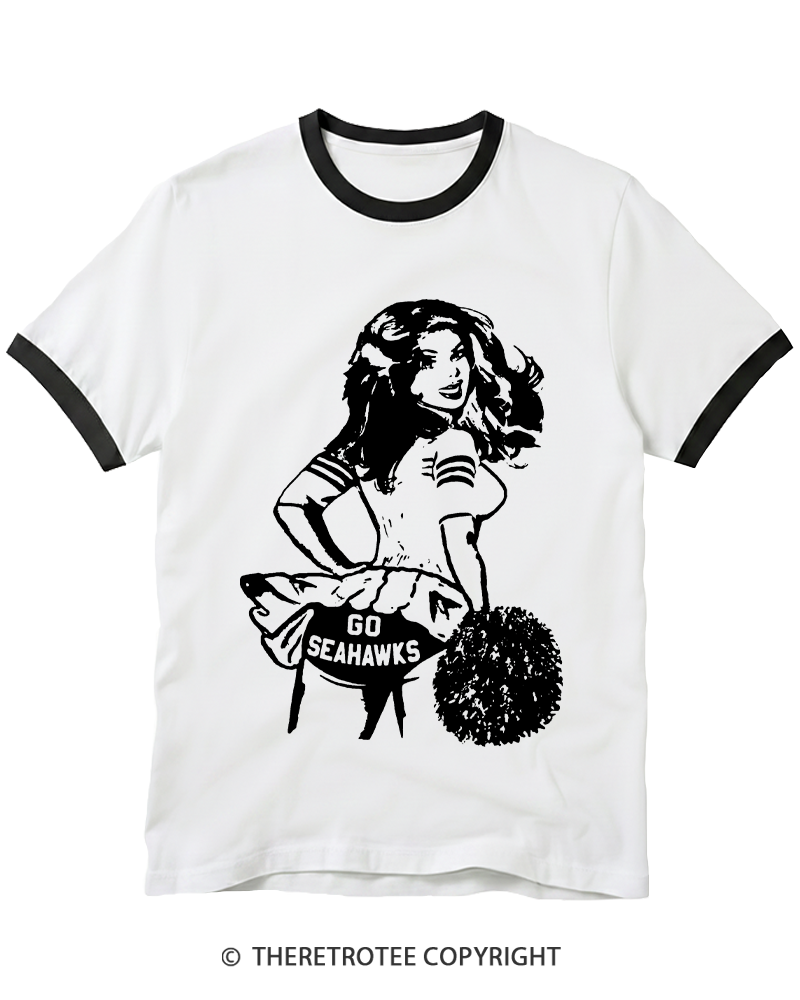 TheRetroTee Go Sea Team 1980s Ringer T-shirt