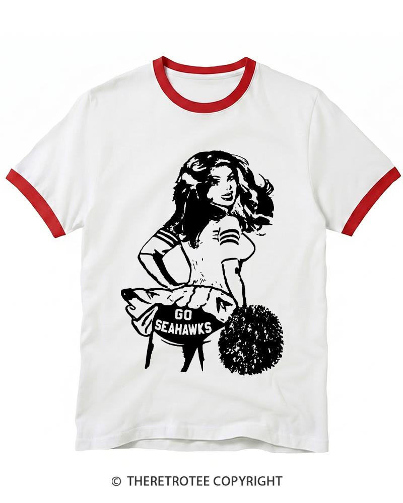 TheRetroTee Go Sea Team 1980s Ringer T-shirt