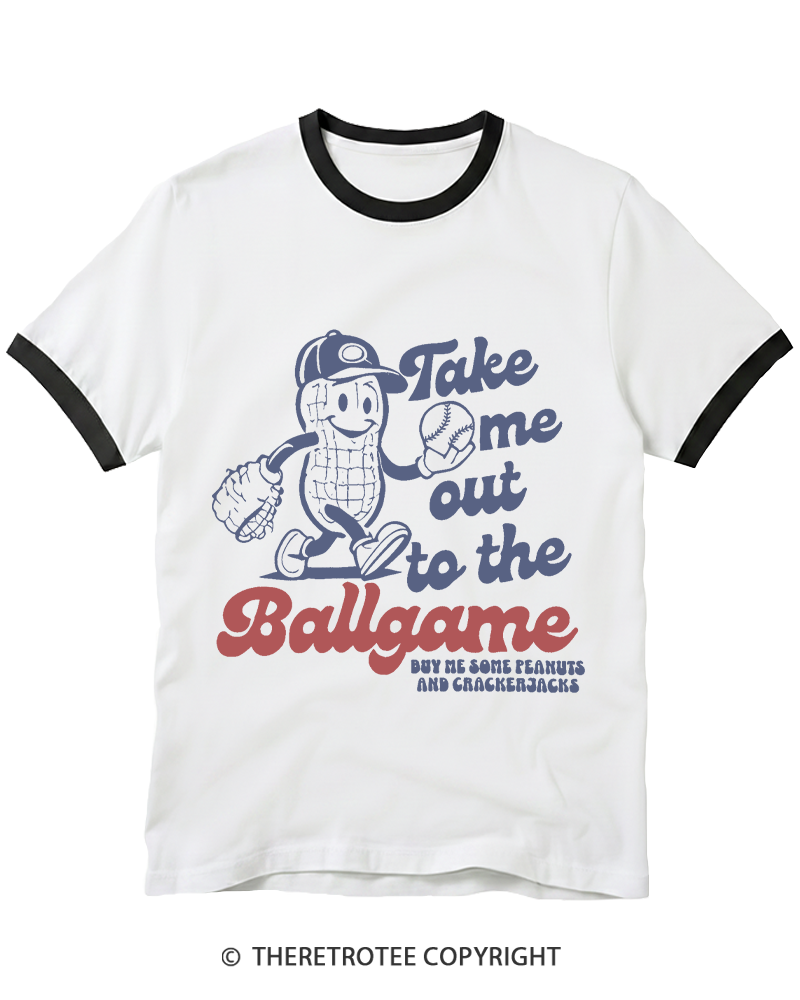 TheRetroTee Take Me Out To The Ballgame 1950s Ringer T-shirt