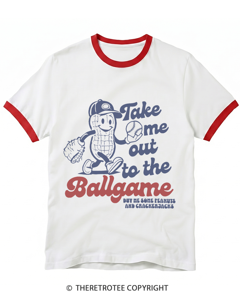 TheRetroTee Take Me Out To The Ballgame 1950s Ringer T-shirt