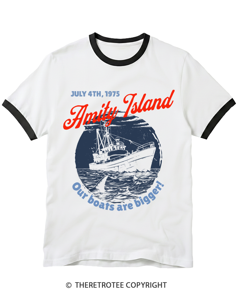 TheRetroTee Seaside Harbor 1970s Ringer T-shirt