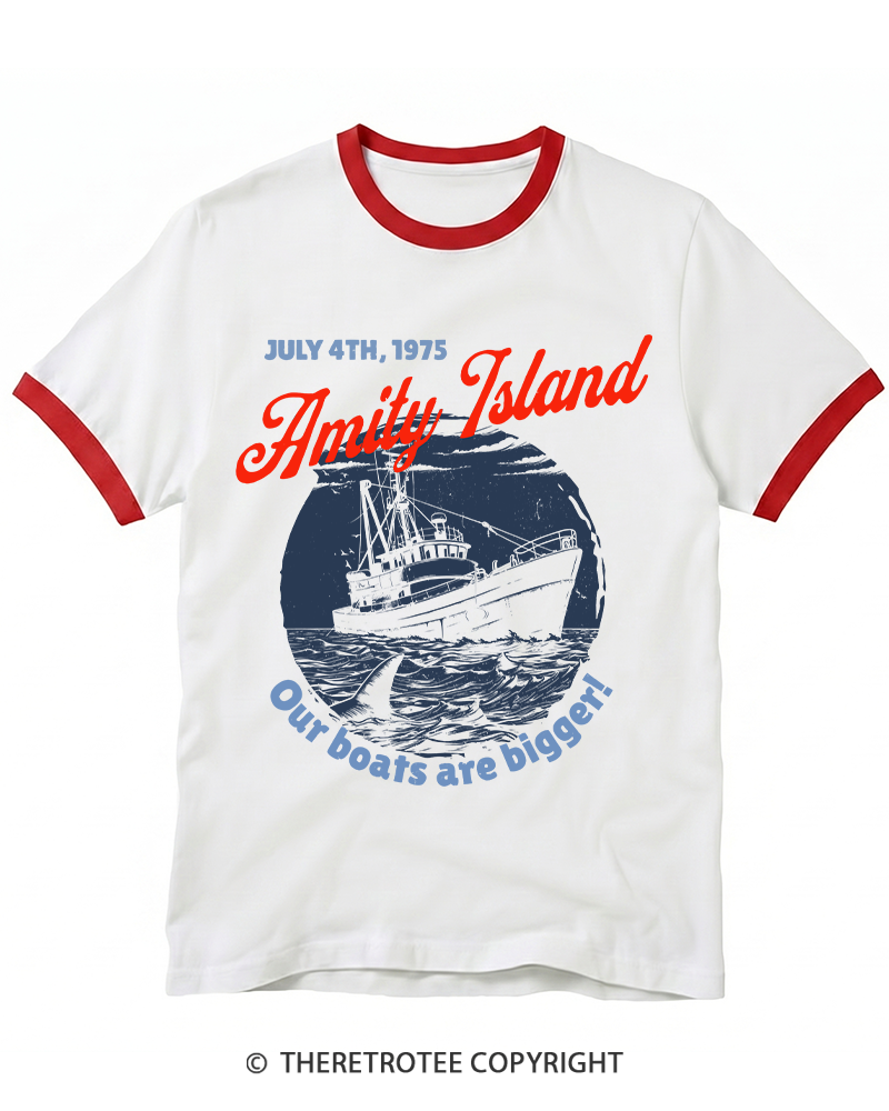 TheRetroTee Seaside Harbor 1970s Ringer T-shirt