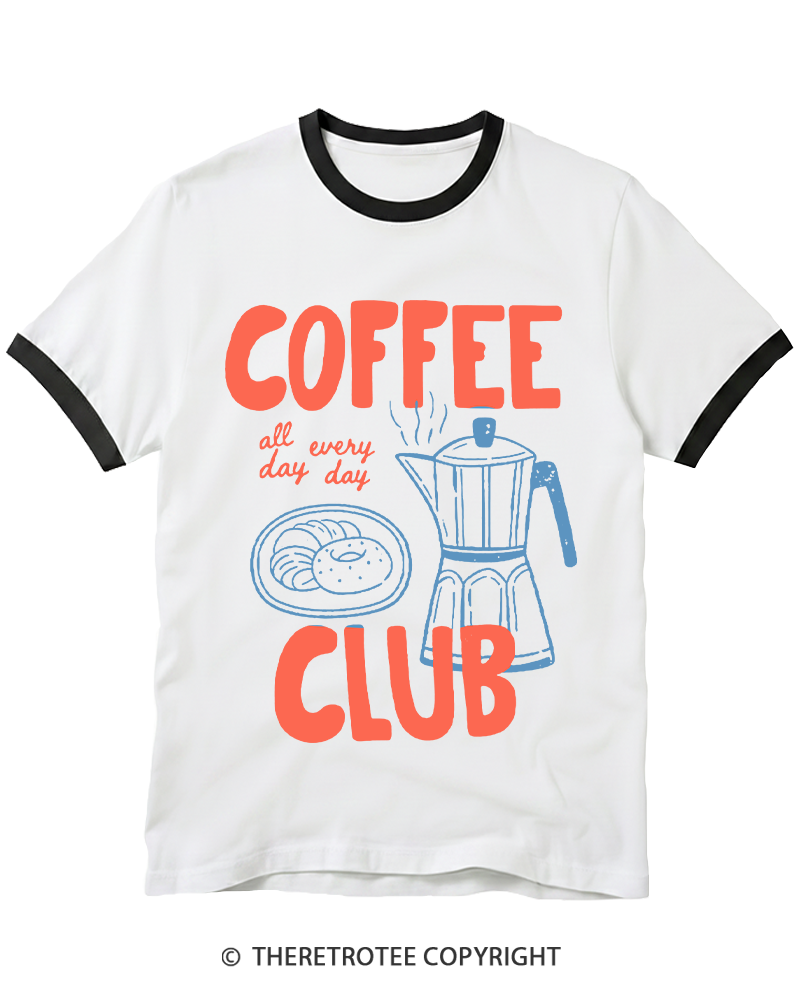 TheRetroTee Coffee Club 1960s Ringer T-shirt