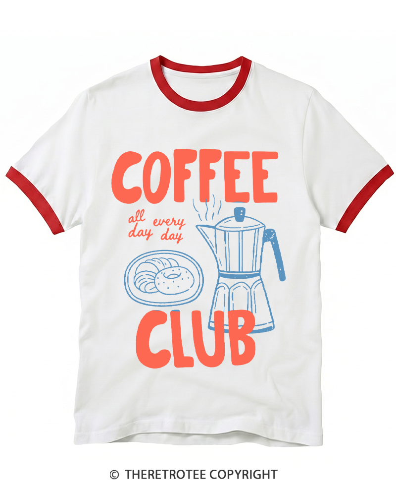 TheRetroTee Coffee Club 1960s Ringer T-shirt