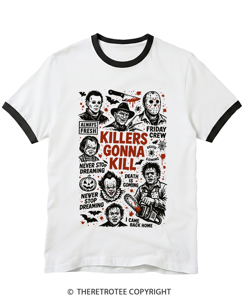 TheRetroTee Killers Gonna Kill Halloween Ringer T-shirt
