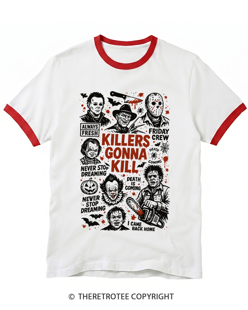 TheRetroTee Killers Gonna Kill Halloween Ringer T-shirt
