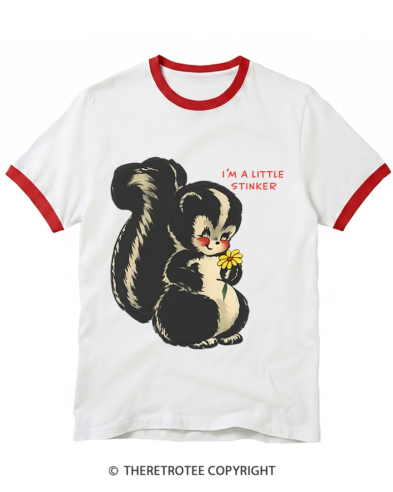 TheRetroTee Im a Little Stinker 1950s Ringer T-shirt