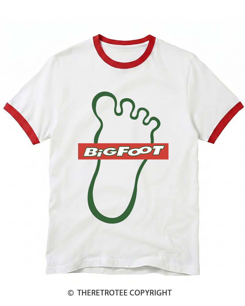 TheRetroTee Bigfoot Food Stores 1980s Ringer T-shirt
