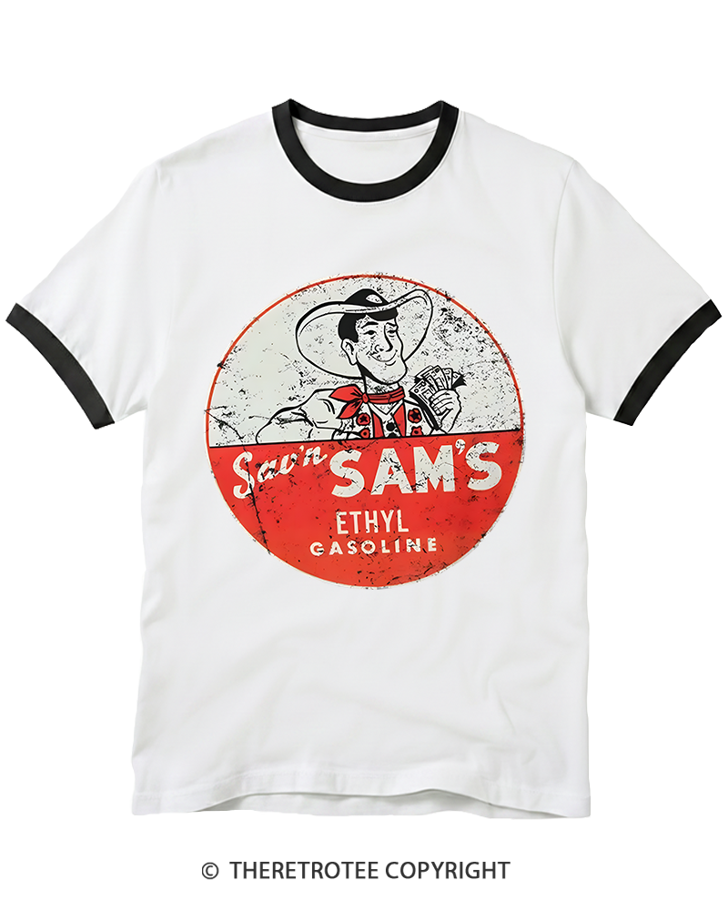 TheRetroTee Sav'n Sam's Service Stations 1950s Ringer T-shirt