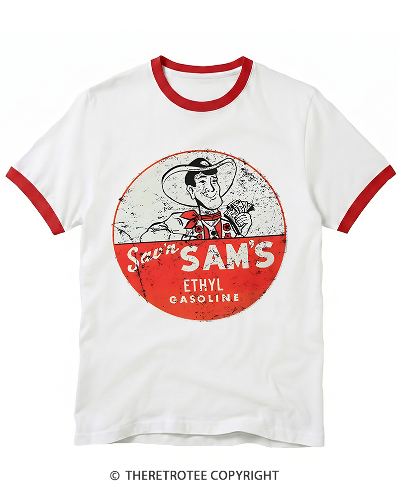 TheRetroTee Sav'n Sam's Service Stations 1950s Ringer T-shirt