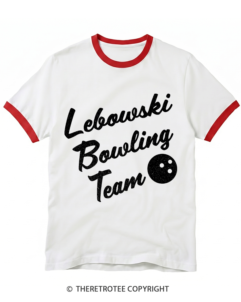 TheRetroTee Lebowski Bowling Team 1990s Ringer T-shirt