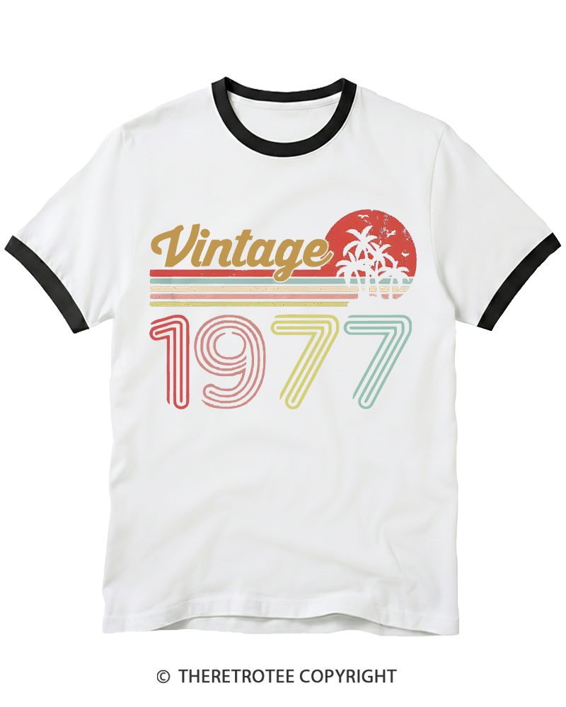 TheRetroTee 1977 Vintage Ringer T-shirt