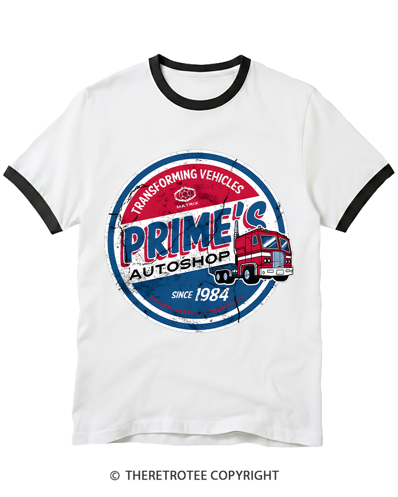 TheRetroTee Prime’s Autoshop 1980s Ringer T-shirt