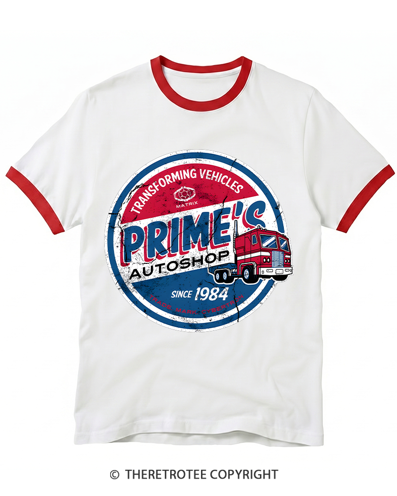 TheRetroTee Prime’s Autoshop 1980s Ringer T-shirt