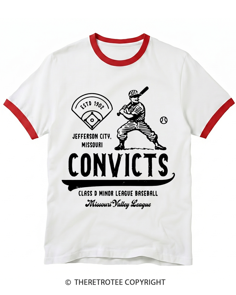 TheRetroTee 1900s River Valley Convicts Retro Ringer T-shirt
