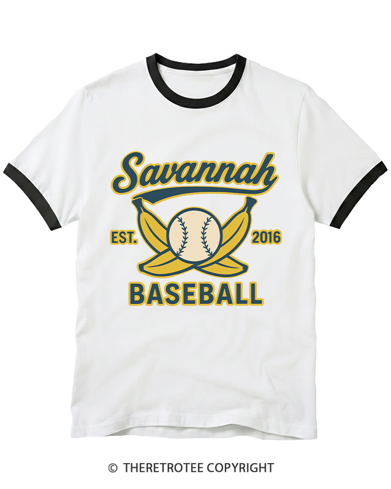 TheRetroTee Retro Savannah Baseball 2010s Ringer T-shirt