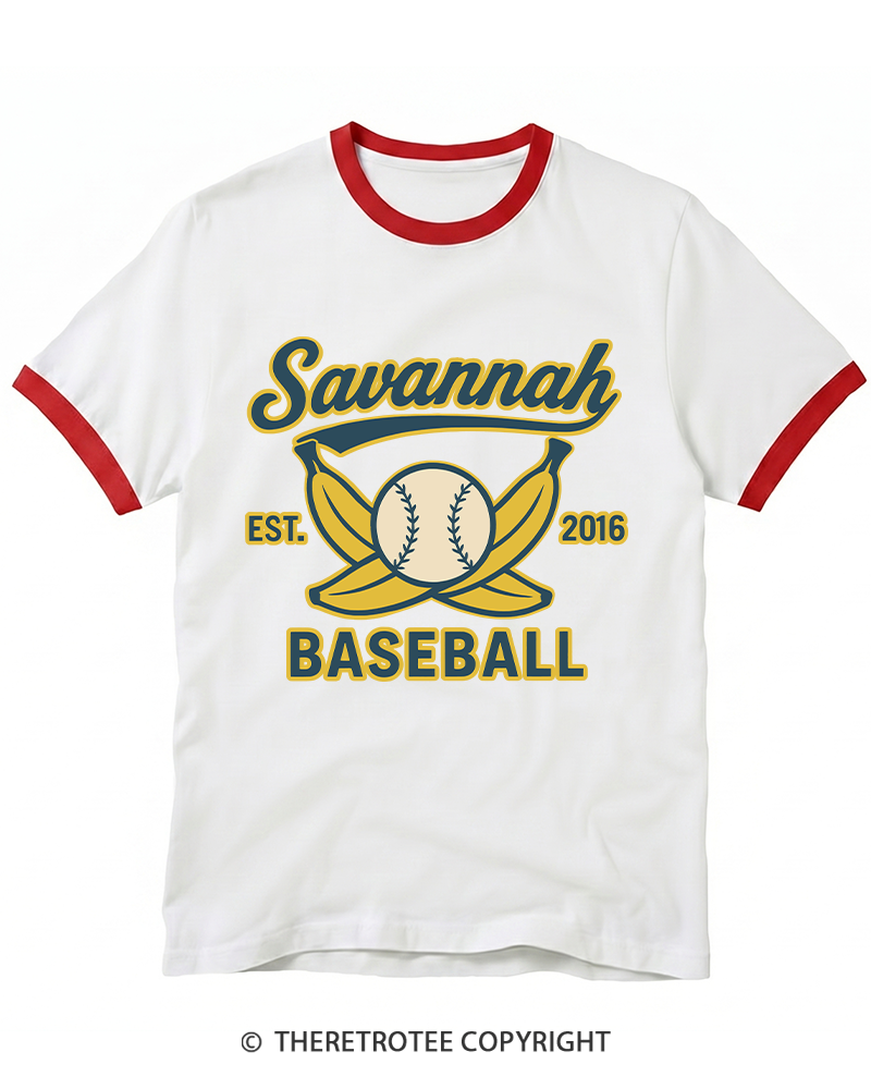 TheRetroTee Retro Savannah Baseball 2010s Ringer T-shirt