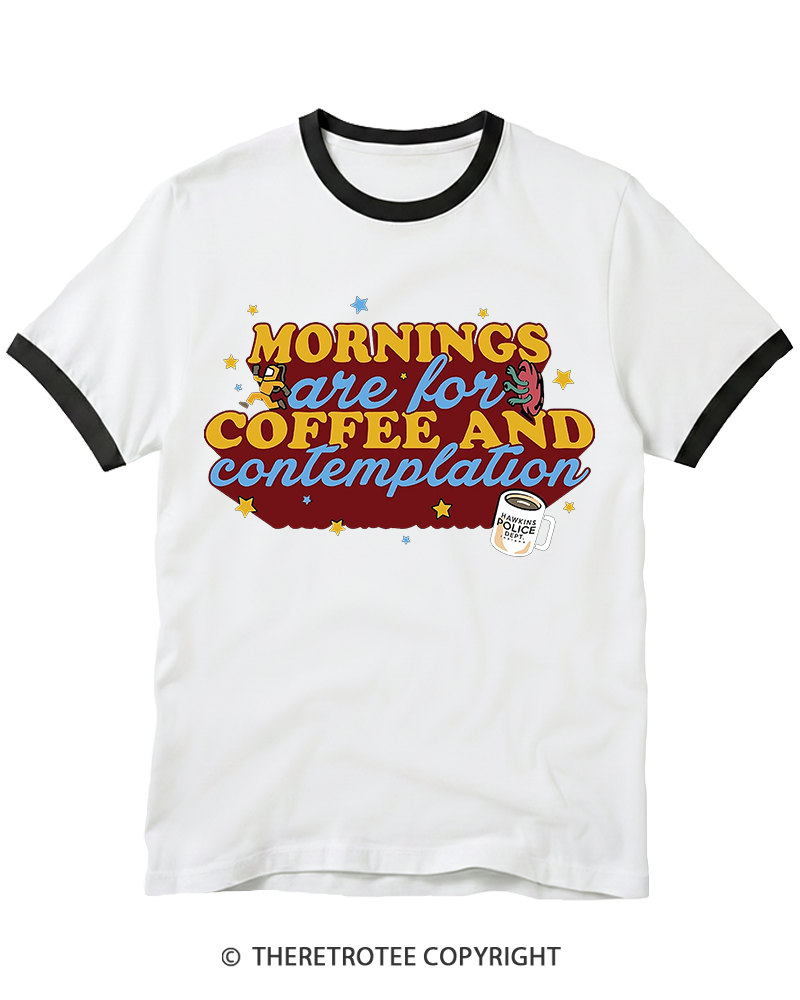 TheRetroTee Coffee Contemplations 1980s Ringer T-shirt