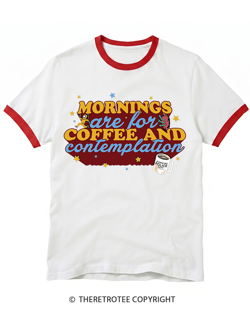TheRetroTee Coffee Contemplations 1980s Ringer T-shirt