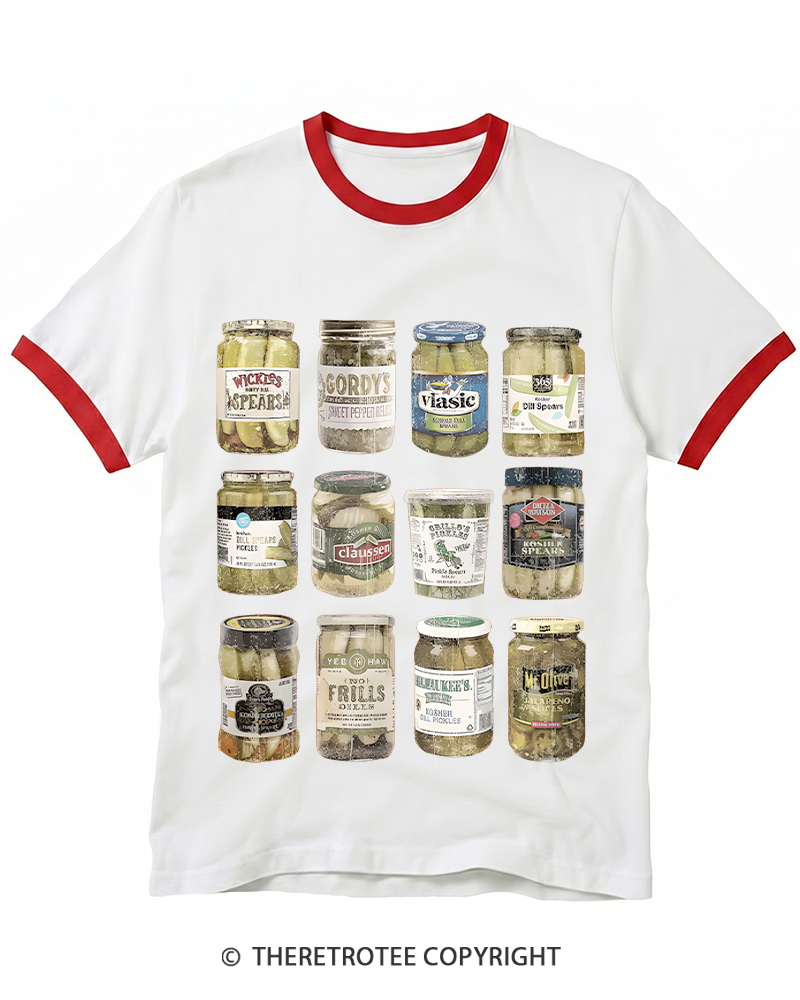 TheRetroTee Canned Pickles 1990s Ringer T-shirt