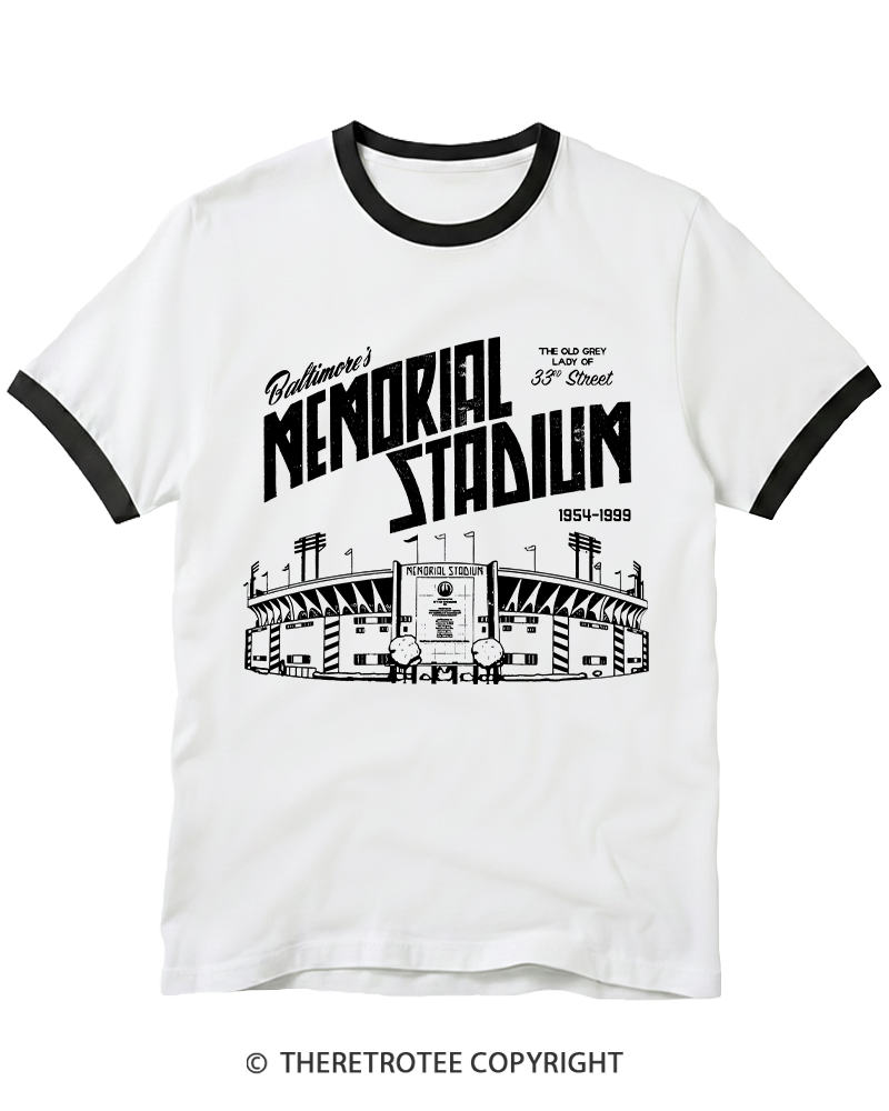 TheRetroTee Memorial Stadium 1950s Ringer T-shirt