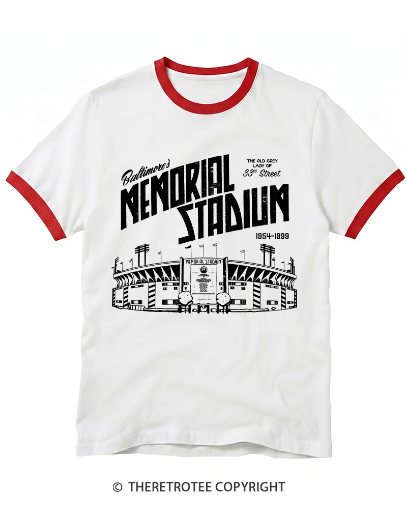 TheRetroTee Memorial Stadium 1950s Ringer T-shirt