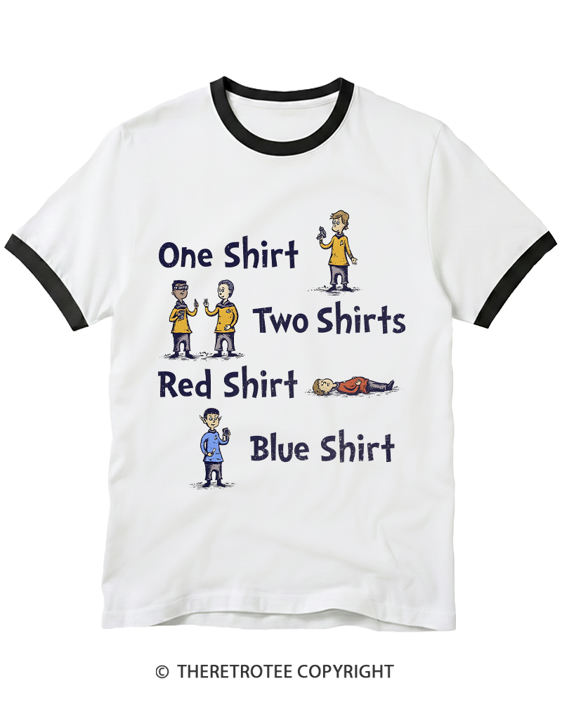 TheRetroTee Red Shirt, Blue Shirt 1960s Ringer T-shirt