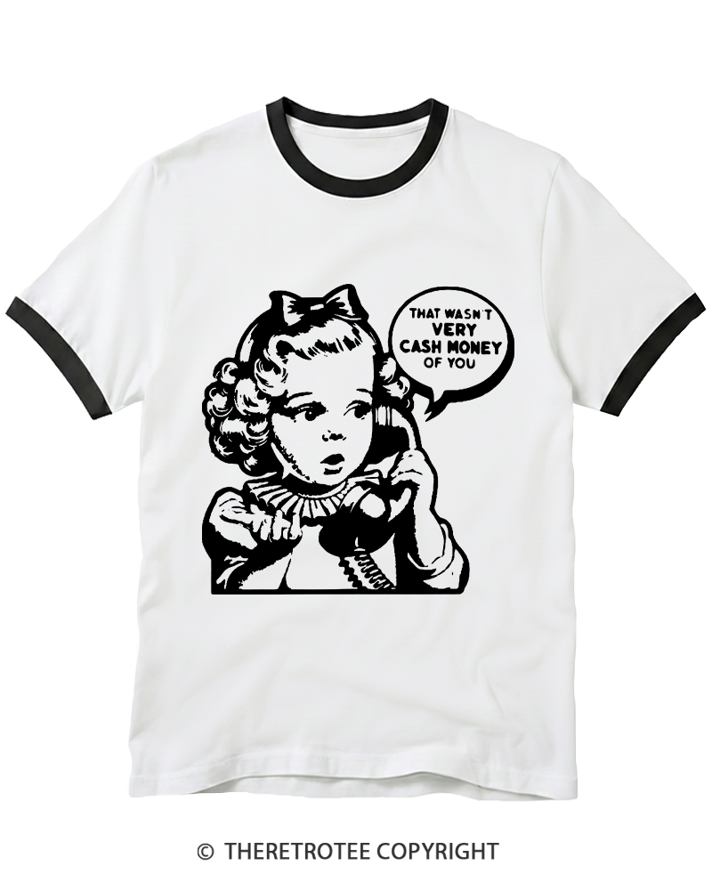 TheRetroTee Cash Money 1950s Ringer T-shirt