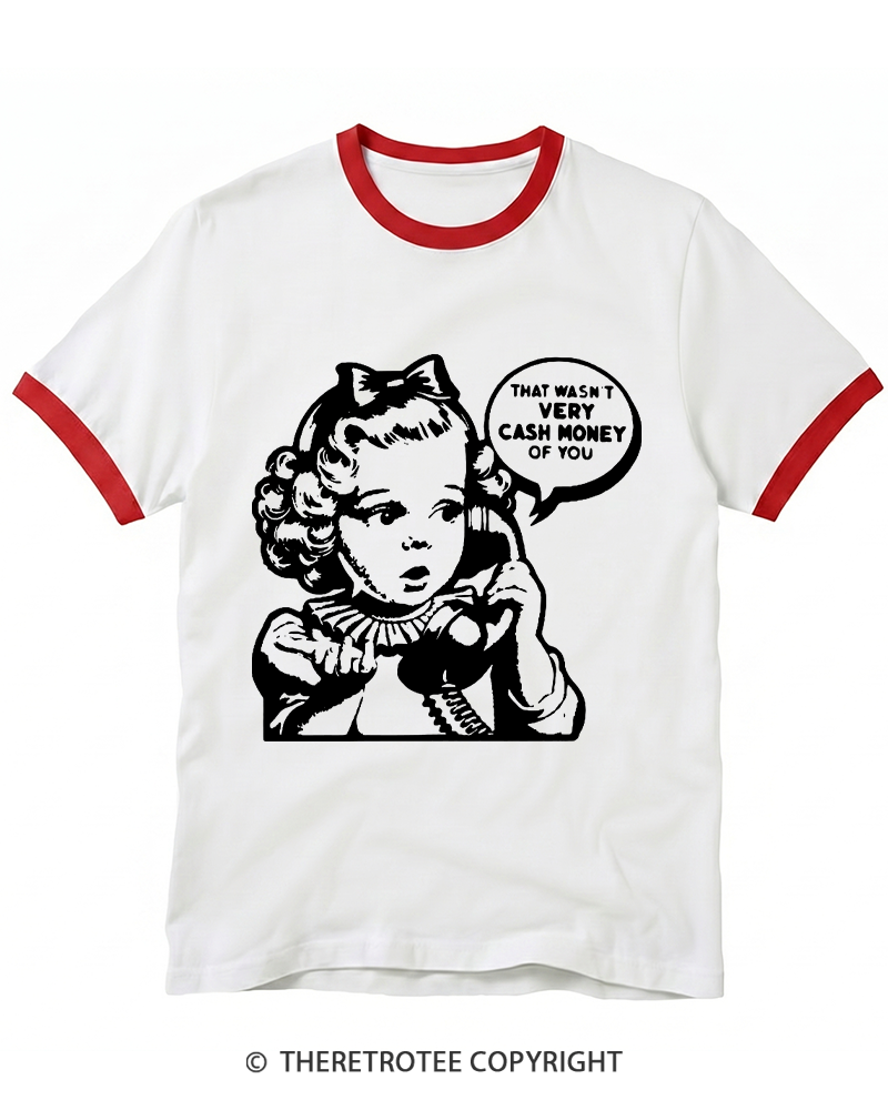 TheRetroTee Cash Money 1950s Ringer T-shirt