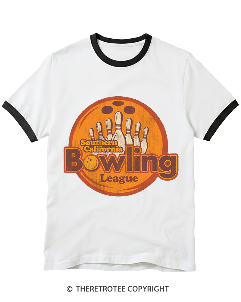 TheRetroTee Southern California Bowling League 1990s Ringer T-shirt
