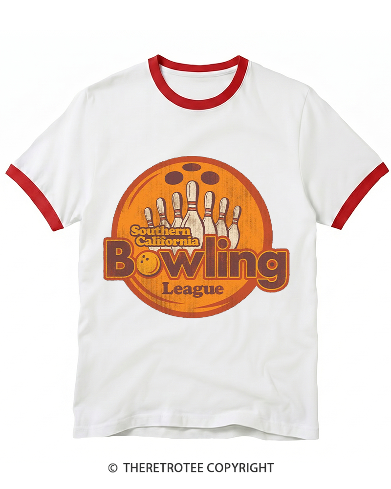 TheRetroTee Southern California Bowling League 1990s Ringer T-shirt
