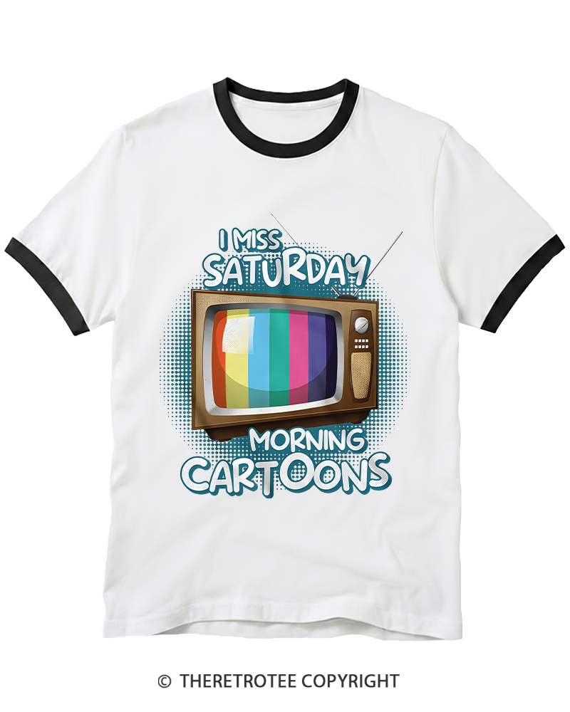 TheRetroTee I Miss Saturday Morning Cartoons 1980s Ringer T-shirt