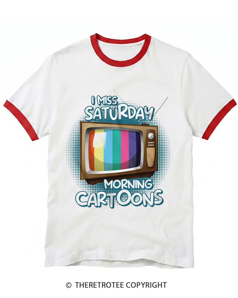 TheRetroTee I Miss Saturday Morning Cartoons 1980s Ringer T-shirt