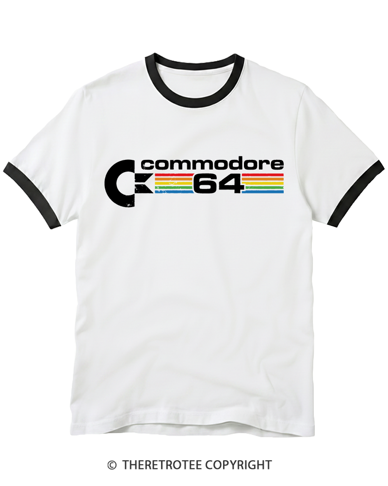 TheRetroTee Commodore 64 1980s Ringer T-shirt