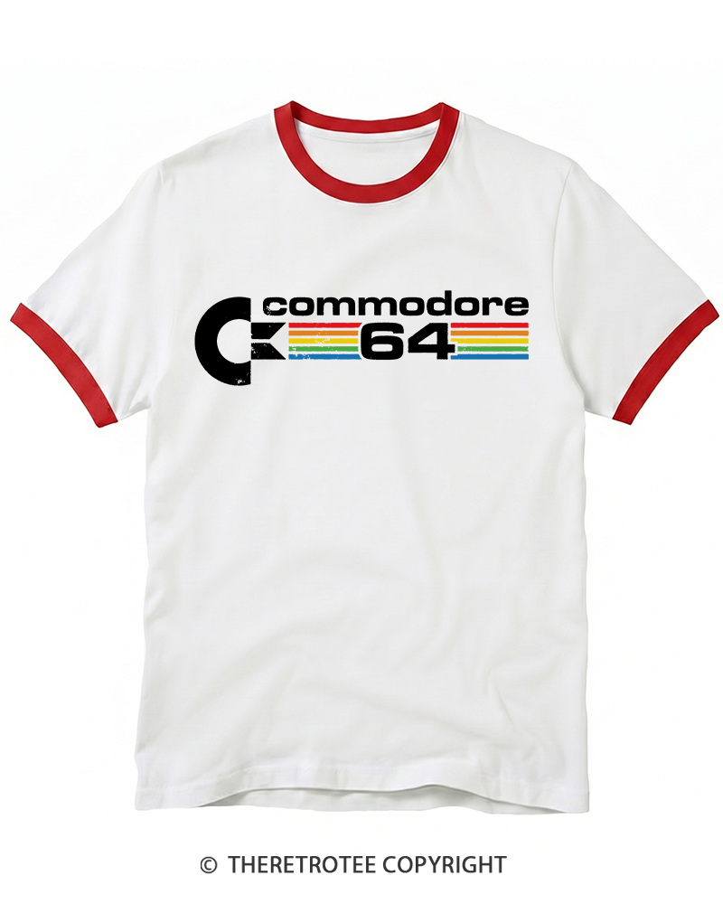 TheRetroTee Commodore 64 1980s Ringer T-shirt