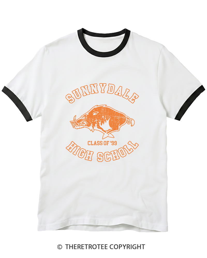 TheRetroTee Sunnydale High School 1990s Ringer T-Shirt