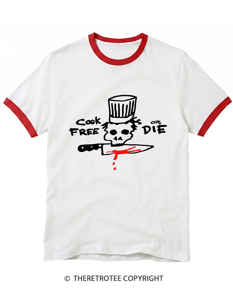 TheRetroTee Cook Free Or Die 1990s Ringer T-Shirt