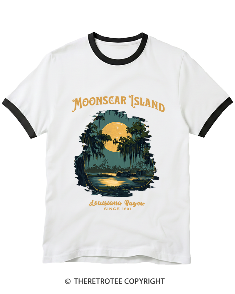 TheRetroTee Moonscar Island 1990s Ringer T-Shirt